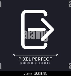 Logout pixel perfect white linear ui icon for dark theme Stock Vector
