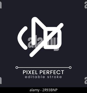 Mute sound pixel perfect white linear ui icon for dark theme Stock Vector