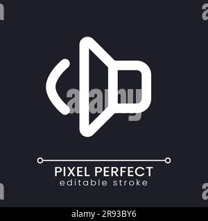 Volume pixel perfect white linear ui icon for dark theme Stock Vector