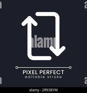 Repeat pixel perfect white linear ui icon for dark theme Stock Vector