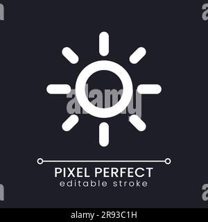 Brightness pixel perfect white linear ui icon for dark theme Stock Vector