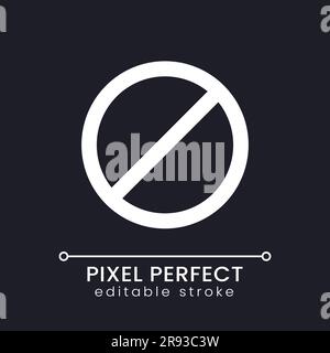 Stop sign pixel perfect white linear ui icon for dark theme Stock Vector