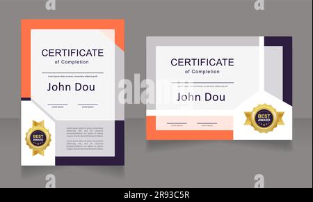 Artist school completion certificate design templates set Stock Vector