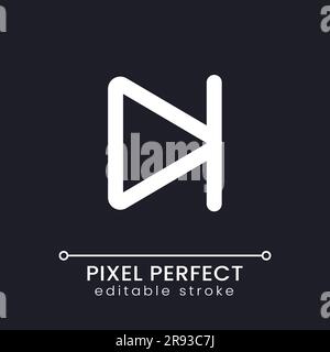 Skip to end pixel perfect white linear ui icon for dark theme Stock Vector
