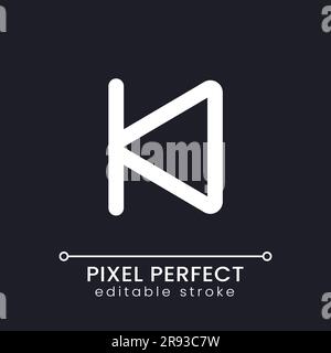 Skip to start pixel perfect white linear ui icon for dark theme Stock Vector