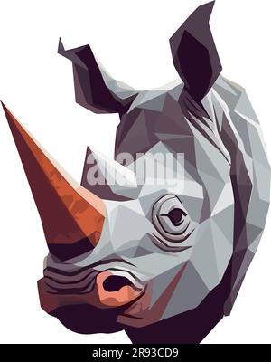 Cute rhinoceros mascot face over white Stock Vector