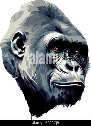 gorilla face illustration over white Stock Vector