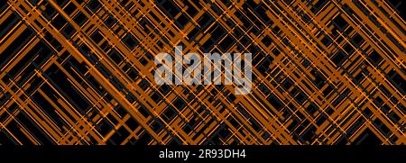 Vector abstract modern striped wide banner design with black and orange diagonal lines. Stock Vector