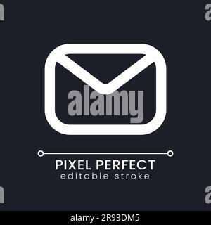 Unread message pixel perfect white linear ui icon for dark theme Stock Vector
