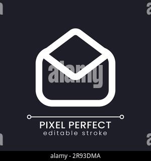 Read message pixel perfect white linear ui icon for dark theme Stock Vector