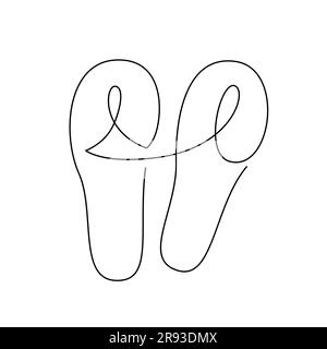 FLIP FLOPS LINE ART. Vector Flip Flop. Continuous Line Drawing Vector for print poster, card, sticker tattoo. Single line art. One Line flip flop Illu Stock Vector