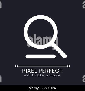 Searching tool pixel perfect white linear ui icon for dark theme Stock Vector
