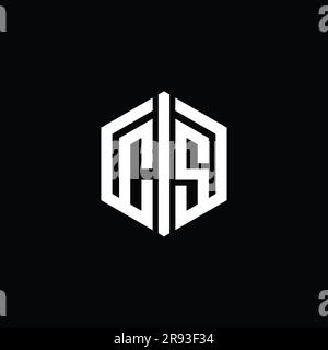 CS Letter Logo monogram hexagon shape with triangle outline sharp slice ...
