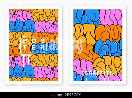 multicolored background, graffiti letters, bright colored inscriptions in the style of graffiti street art Stock Vector