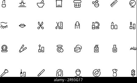 Set of Massage, Makeup, Spa, Beauty vector icons. Stock Vector