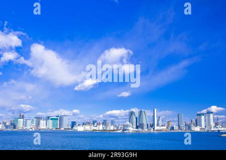 Harumi Pier and Tokyo Sky Tree Stock Photo