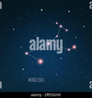 Constellation Monoceros scheme in starry sky Space Stock Vector