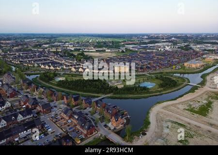 Scenic view of suburban district 'Triangel', a new neighbourhood in the town of Waddinxveen, Netherlands Stock Photo