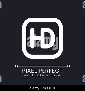HD format pixel perfect white linear ui icon for dark theme Stock Vector
