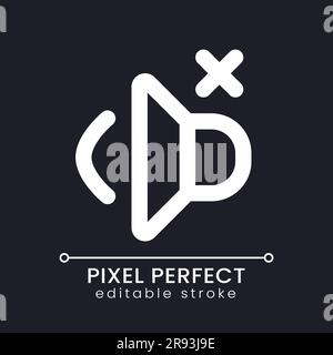 Volume off pixel perfect white linear ui icon for dark theme Stock Vector
