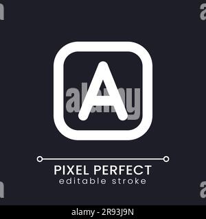 Font style pixel perfect white linear ui icon for dark theme Stock Vector