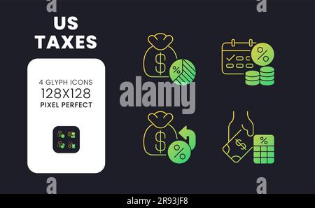 US taxes yellow solid gradient desktop icons Stock Vector