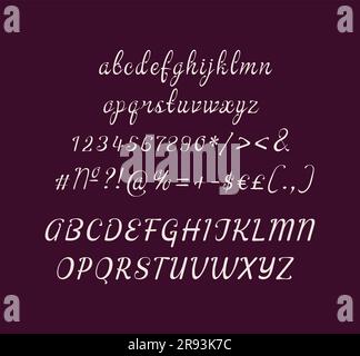 Handwritten alphabet set for dark theme Stock Vector