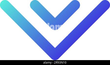 Scroll to bottom pixel perfect gradient linear ui icon Stock Vector