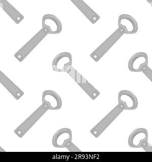 Vector Opener for Bottle Seamless Pattern Isolated on White Background Stock Vector