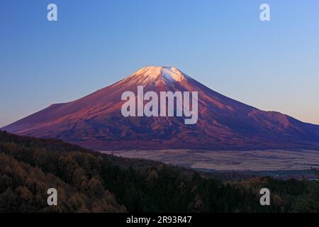 Mt. Fuji in the morning glow from Nijyugyoku Pass Stock Photo