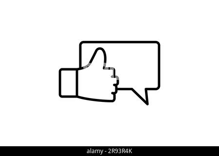 feedback icon. Thumb with chat. icon related to high grade, client recommend, feedback, digital marketing. Line icon style design. Simple vector desig Stock Vector
