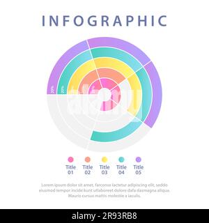 Informational sources analysis presentation with circle infographic design template Stock Vector