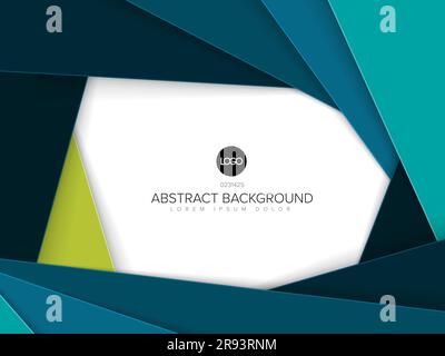 Abstract background with border made from blue and green paper materials sheets with place for your text. Nice fresh green blue background for banner Stock Vector
