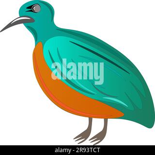 Bright beautiful bird on a white background, children's drawing. Stock Vector