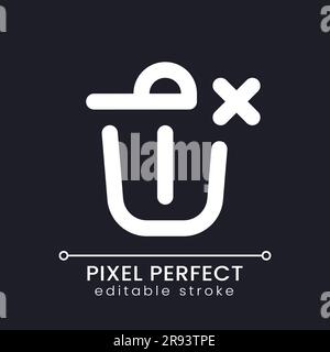 Canceled removal pixel perfect white linear ui icon for dark theme Stock Vector
