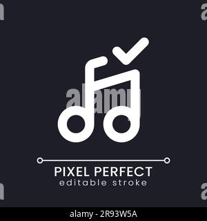 Confirmed music pixel perfect white linear ui icon for dark theme Stock Vector