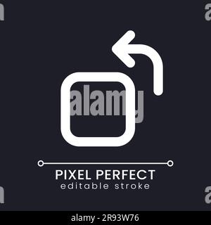 Rotate pixel perfect white linear ui icon for dark theme Stock Vector