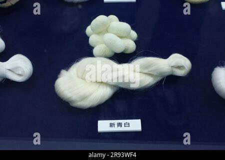 Cocoons and reel silk of Tomioka Silk Mill Stock Photo