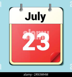 day on the calendar, vector image format, June 23 Stock Vector