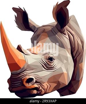 Cute rhinoceros face over white Stock Vector