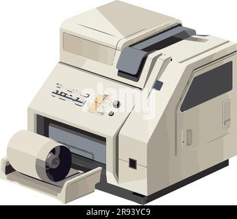 printer technology produces high quality printouts over white Stock Vector
