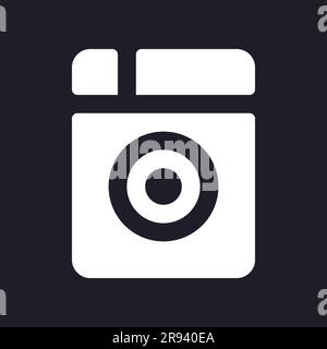 Washing machine dark mode glyph ui icon Stock Vector