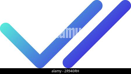 Double checkmark pixel perfect gradient linear ui icon Stock Vector