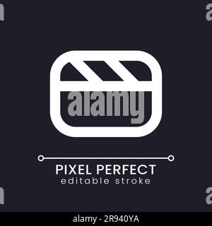 Video file pixel perfect white linear ui icon for dark theme Stock Vector