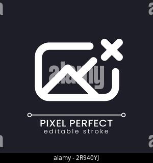 Remove photo file pixel perfect white linear ui icon for dark theme Stock Vector