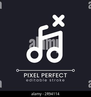 Remove audio track pixel perfect white linear ui icon for dark theme Stock Vector