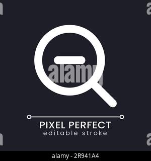 Zoom out transition pixel perfect white linear ui icon for dark theme Stock Vector