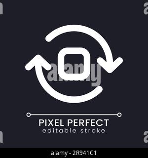 Spin animation pixel perfect white linear ui icon for dark theme Stock Vector