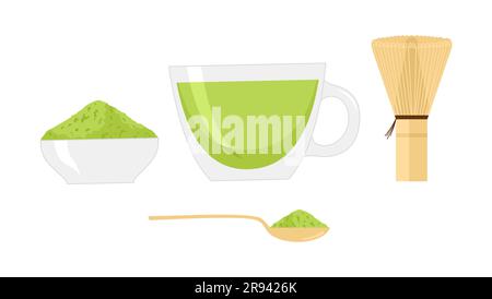 Matcha tea mixer icon cartoon green powder Vector Image