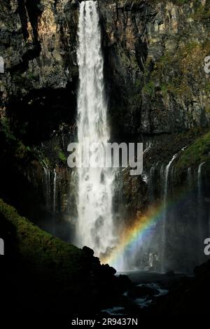 Rainbow over Kegon Falls Stock Photo